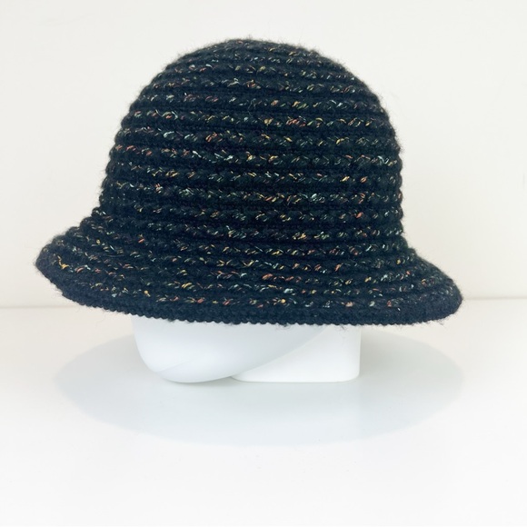August Hat Company Women’s Black Multicolor Cloche Knit Hat - Picture 3 of 7